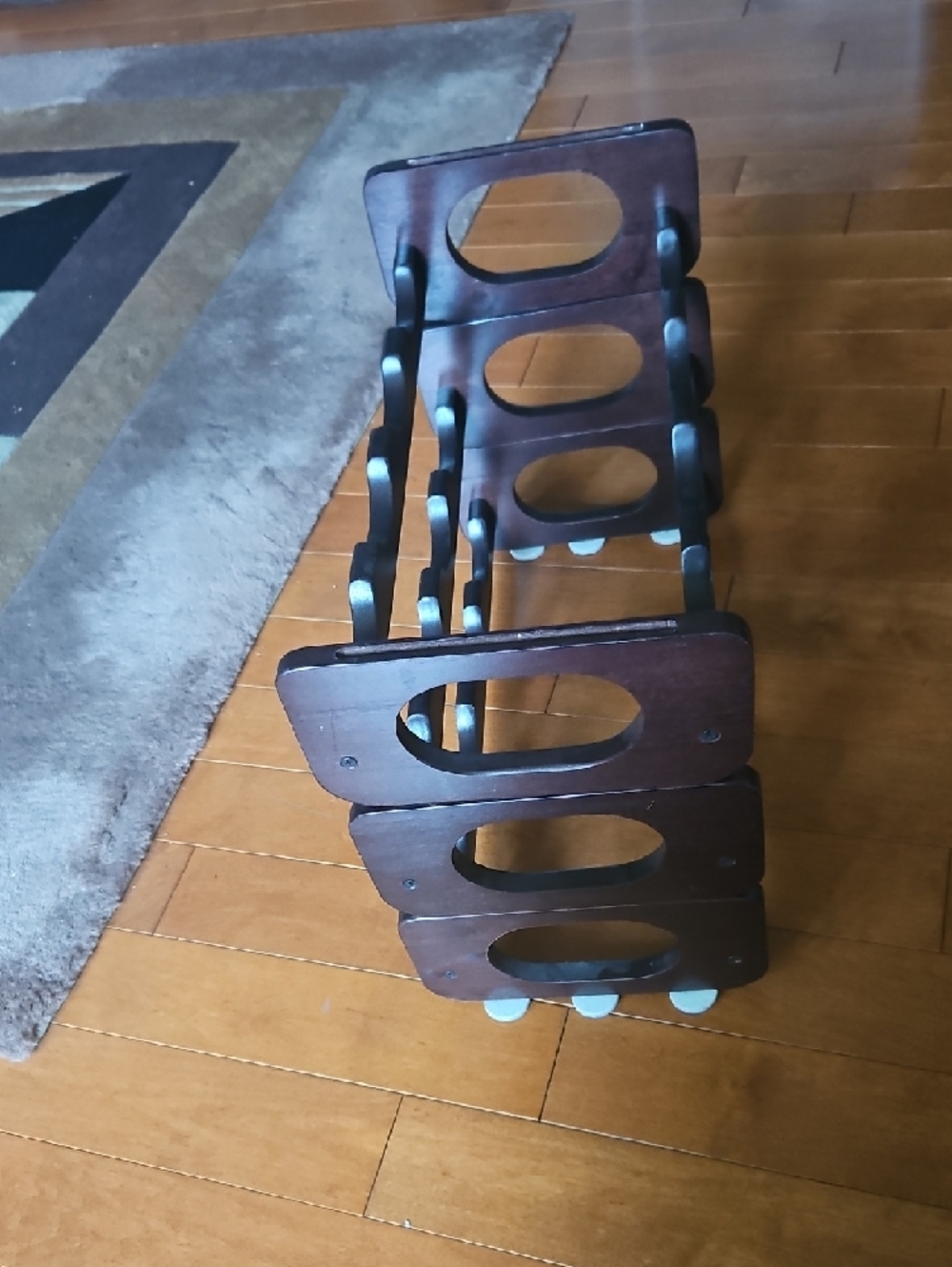 Vintage 3 Separate Piece Wooden 12-Bottle Wine Rack - Dark Brown - Picture 7 of 9